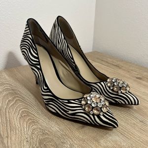 Ann Taylor Woman's Haircalf Stone Heeled Pump